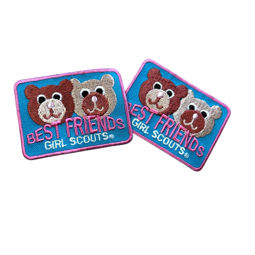 Vintage Girl Scouts "Best Friends" Bear‎ Patch x 2